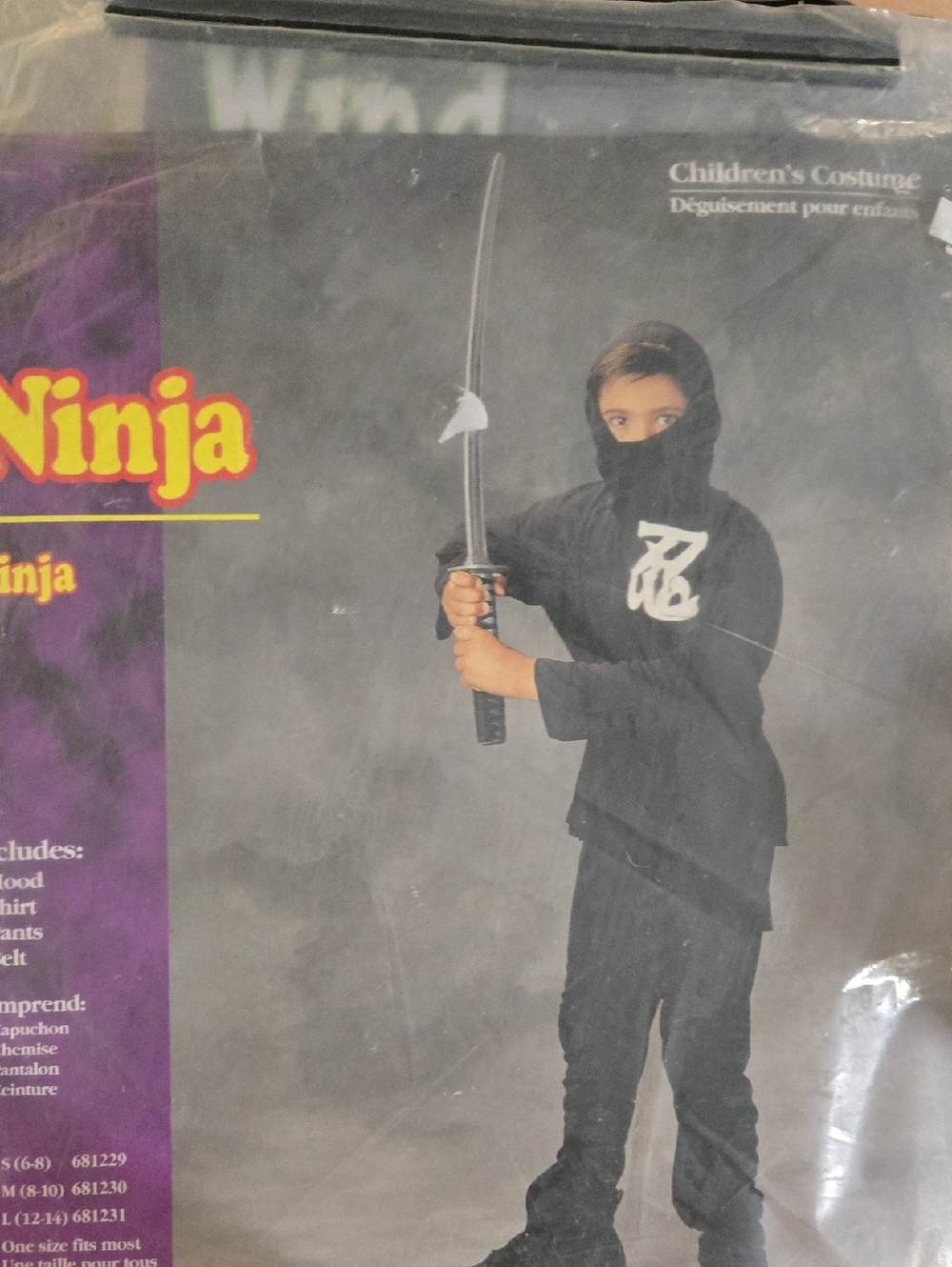 Kids Black Ninja Halloween Costume - Classic Children's Outfit, Med. 8-10 NIP, D